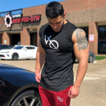 New Muscle Fitness Sibling VO Canshoulder Sport T-shirt Male Fitness Running breathable for sleeveless vests