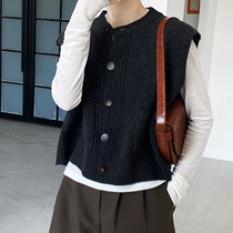 Explosive solid color knitted vest women Autumn New Korean loose sleeveless sweater vest cardigan 6671