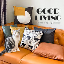 Technology cloth pillow Nordic living room sofa cushion simple solid color imitation leather pillow case thickened gray combination square