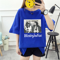 Super fire cec cotton short sleeve heart machine T-shirt female niche loose size foreign leisure lazy coat 200kg summer