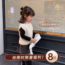 Cookie home baby shop girl baby loose casual sleeveless wool turtleneck vest