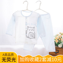 Fresh baby children with ultra-thin underwear suit open long-sleeved pajamas summer clothes baby pure cotton air conditioner in summer