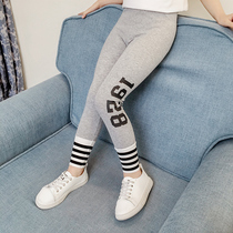 Girls leggings 2021 new Korean version of the children wear outside the middle and large childrens thin spring style printed casual pants