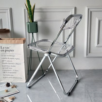 Nordic ins style net red transparent folding dining chair household acrylic makeup dressing crystal ghost back chair