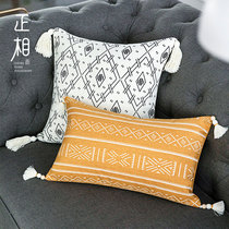 (Matched) Nordic hugging cushions leaning on pillows headroom Bedroom Geometric Tuft Decorated Sofa Pillowcase Waist Pillow