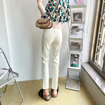 Almond Color 90% Smoke Pipe Jeans Woman 2022 New summer thin section High waist small substraight cylinder casual pants