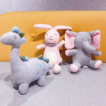 Korean ins bunny baby elephant cute baby appease doll built-in Bell knitting children heart Selection Gift