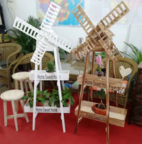 Solid Wood Retro Rotating Windmill Fields Garden Objects Flower Racks Outdoor Wedding Greeting Bento Decorations Florator Pendulum Wedding Props