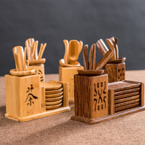 Chicken wing wood tea ceremony Bamboo six gentlemen tea clip Tea spoon Tea needle tea insert tea tray accessories Tea table Tea sea coaster combination