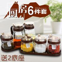 Seasoning Box Kitchen household seasoning jar salt jar seasoning jar seasoning jar seasoning combination set seasoning bottle glass soy sauce pot