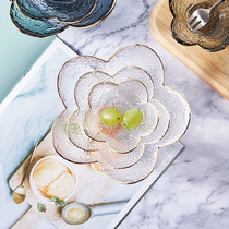 Japanese gold-edged glass bowl home fruit salad bowl creative dessert bowl small ice cream bowl cute Petal bowl
