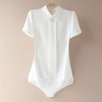 OL professional temperament top female 2022 summer new all-match thin shirt high-end short-sleeved chiffon one-piece shirt