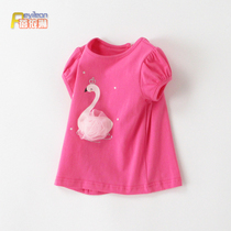 Baby girl short sleeve T-shirt little girl childrens clothing summer Princess top 0-1-2-3 years old baby Summer childrens clothes