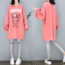 2020 plus Mast Code Spring New Pregnancy Woman Dress Suit Fat MM Han Version Personality Long Sleeve Blouse Blouse 200 catty