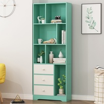 Bookcase floor shelf simple modern multi-layer household combination storage cabinet solid wood color student bookcase bookshelf