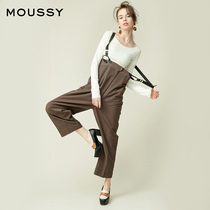MOUSSY spring and autumn new high waist tooling strap straight casual pants 010DSS30-1470