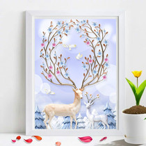  2021 diamond cross embroidery new living room small dot diamond entrance vertical version of fortune deer landscape simple diamond embroidery