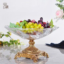 American brass fruit tray European-style tea table pendulum with luxurious glass crystal high-end living-room adornments large fruit tray