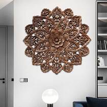 Chinese wood carving pendant living room wall wall decoration Lotus Art Decoration large solid wood wall hanging crafts