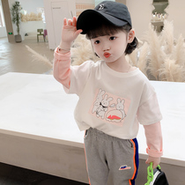 Girls Long Sleeve T-shirt 2021 New Spring and Autumn Children Women White Western Cotton 5 Baby Autumn Dress Bottom Top