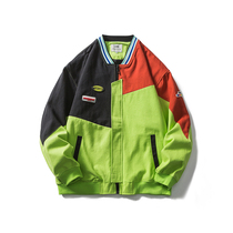 Fall New Splicing Collision Color Baseball Suit Jacket Sports Jacket Men And Women Loose Tide Cards Design Sensation 100 Hitch Blouses