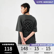 WORKOUT (WKST) fuzzy gradient elements short sleeve male and female hip hop national tide card easing T-shirt lovers