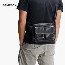 The first layer of cowhide handmade vintage leather shoulder messenger bag bag crazy Horse leather casual trendy mens postman small backpack