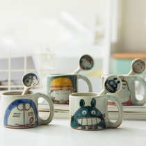 Creative mug cartoon ceramic cup Coffee cup Milk cup Large capacity couple water cup send spoon