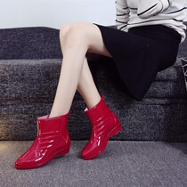 Spring and Autumn Fashion Jelly Couples Rain Shoes Female Male Pure Color Student Short Rain Boots Korean Anti-Slip Water Shoes Overshoes Rubber Shoes