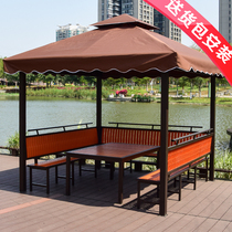 Villa four corners gazebo anticorrosive wood Outdoor Garden courtyard Outdoor wooden house pergola Table and chair Simple farmhouse tent