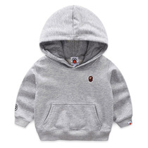 BAPE boy cartoon letters printed pure cotton long sleeve T-shirt with cap and clothing autumn