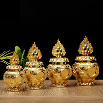 Buddhist Supplies Tibetan Buddhist Painted Auspicious Eight Precious Metal Treasure Alloy Treasure of the Yellow Finance Shenlong Wang Bao Bottle Pendulum