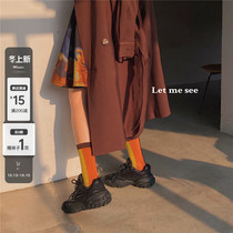 LET ME SEE color color color color color socks female ins tide tube stockings autumn and winter cotton mesh red European and American street simple