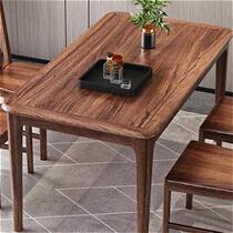 Black gold wood solid wood dining f table and chair combination Rectangular dining table Modern simple West P dining table Small apartment dining room furniture