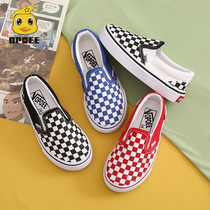 Childrens canvas shoes 2021 spring and autumn Korean version of the foot boys and girls shoes a pedal board Plaid casual board shoes