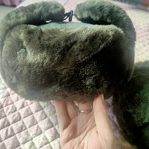 Second-hand new leather quality does not pick the number of random dark green winter 9 new sheep cut leather hat fur one