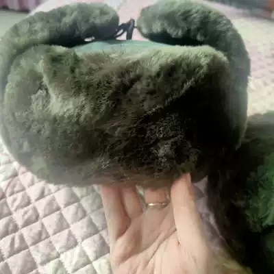 Second-hand new leather quality does not pick the number of random dark green winter 9 new sheep cut leather hat fur one