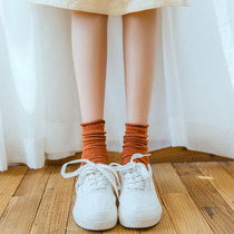 Socks female spring and autumn thin cotton stockings ins tide Korea Japanese Joker loose mouth curled up moon socks autumn and winter