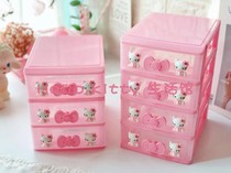 Kitty Jingle cute plastic desktop storage box Unicorn line Bear drawer type multi-layer cosmetic jewelry