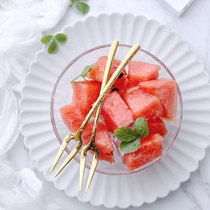 Stainless steel fruit fork set creative Korean cute home European dessert small fork fruit stick fruit sticks