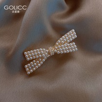 Bow-knot Pearl hairclip edge clip female Korean ins banghai clip subnet red top clip hairpin headgear one-word clip