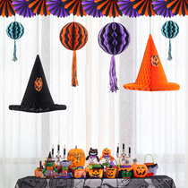 Halloween decorations Witch hat ghost festival party hat decorations props folding hanging paper hat ornaments