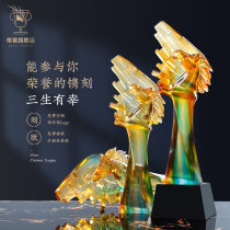 New crystal trophy custom creative five-pointed star medal annual meeting glass trophy award souvenir making lettering