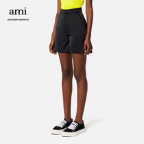 AMI Womens Classic Designer Black Simple Straight-Leg High-Rise Flared Shorts