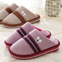  New winter cotton slippers female couple indoor warmth Korean version of home cotton slippers male non-slip fluffy slippers winter