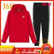 361 Degree Womens sports suit 2019 Winter plus velvet running training set hooded womens clothes 361 womens suit pants