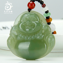 Tiantian jade carving Xinjiang Hetian Jade big belly Jade Buddha pendant female Maitreya lake water Green smiling Buddha pendant jade pendant