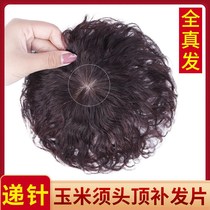 Shade White Hair Wig sheet Real Hair head Hair Tonic Block Woman No Mark Hair Loss Fluffy short curly hair wool curly invisible