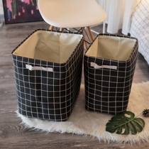 New ins Nordic fabric checkered dirty clothes basket toys clothes washable storage basket home oversized storage basket