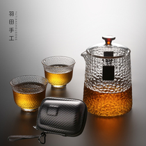 Haneda travel tea set set portable bag one pot two cups glass tea ware kung fu outdoor portable tea pot